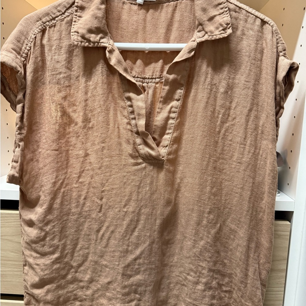 Bella Dahl Desert Brown Relaxed Cap Sleeve Shirt